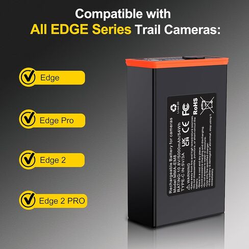 بطارية بديلة لكاميرا Moultrie EdgeCellular Trail، 4 عبوات 5000 مللي أمبير في الساعة EM8 بطارية متوافقة أيضًا مع Fit Edge PRO، Edge 2، Edge 2 PRO، NOMemory Effect in Saudi Arabia