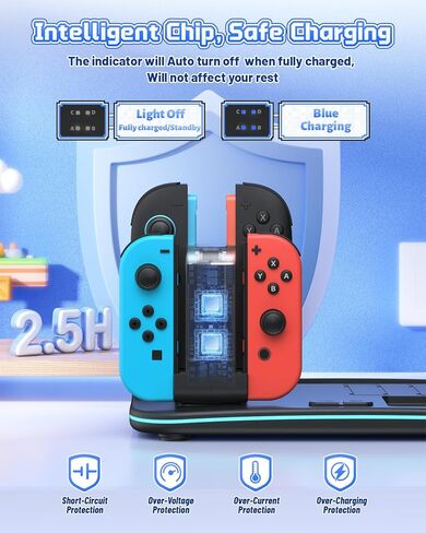 [Switch 2/1 Compatible] FASTSNAIL Charging Dock & Orgainzer Station & Cooling Fan for Nintendo Switch 2/1/OLED, Storage Stand for JoyCon 2/1 with 12 Card Slots, Controller/Headset Holder, 9 RGB Modes in Saudi Arabia