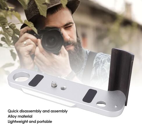 Yunir Handgrip L شكل قبضة لكاميرات F3 F3HD F3T F3AF، قاعدة تثبيت كلاسيكية على شكل حرف L مع مقبض من خشب الأبنوس، لوحة من الألومنيوم على شكل حرف L سريعة الفك مع مقبض خشبي برغي 1/4 بوصة in Kuwait