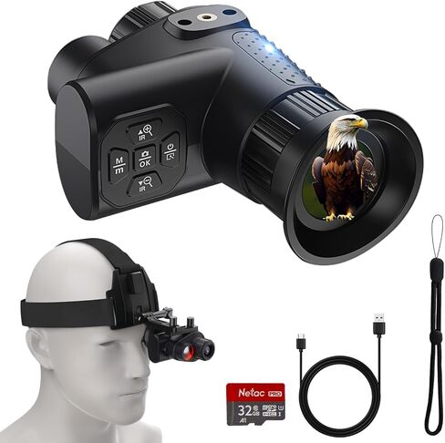 4K Night Vision Monocular for Adults – Infrared Digital Night Vision Device with Starlight Sensor, 7-Level IR Brightness, 8× Digital Zoom – for Hunting, Security, Wildlife & Outdoor Night Use in Saudi Arabia
