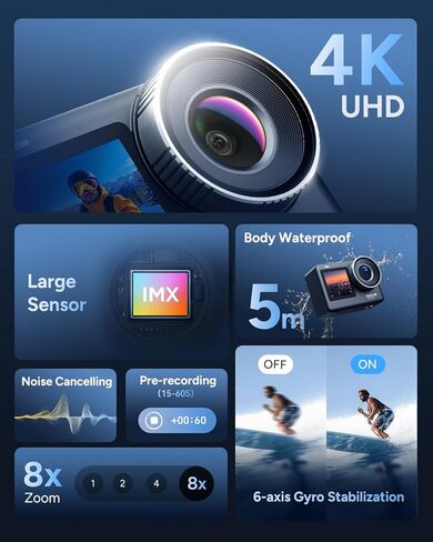 SJCAM SJ11 Underwater Action Camera 4K,5G WiFi,154°FOV with Active HDR,30M Snorkeling,6-axis Stabilization Motorcycle Sport Camera,Touch Screen, Dual Batteries,for Surfing cam,Skiing,Hiking,Adventure in Saudi Arabia