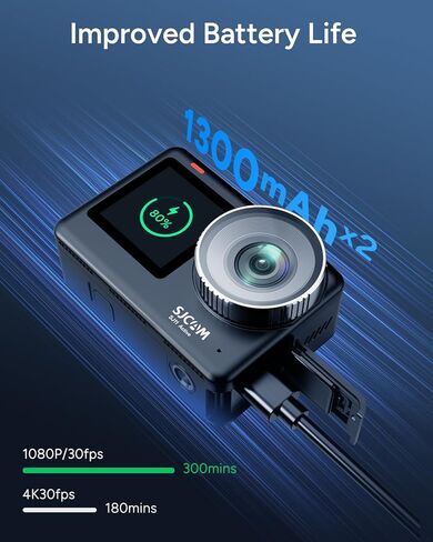 SJCAM SJ11 Underwater Action Camera 4K,5G WiFi,154°FOV with Active HDR,30M Snorkeling,6-axis Stabilization Motorcycle Sport Camera,Touch Screen, Dual Batteries,for Surfing cam,Skiing,Hiking,Adventure in Saudi Arabia