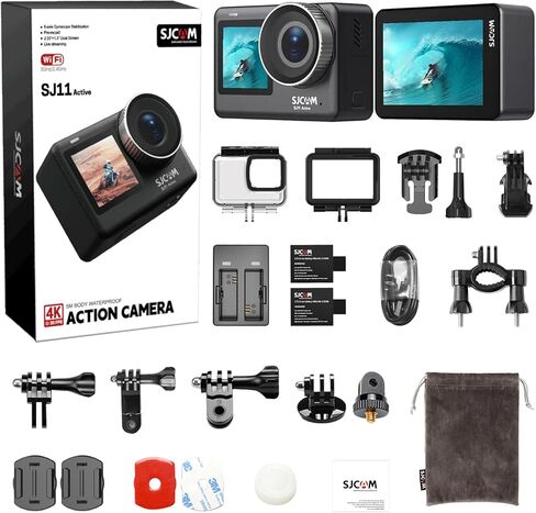 SJCAM SJ11 Underwater Action Camera 4K,5G WiFi,154°FOV with Active HDR,30M Snorkeling,6-axis Stabilization Motorcycle Sport Camera,Touch Screen, Dual Batteries,for Surfing cam,Skiing,Hiking,Adventure in Saudi Arabia