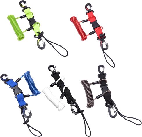 Scubas Diving Coiled Lanyard Quick Release Clip Heavy Duty Antilost Underwater Spring Coiled Camera Strap for Dive Light Dive Equipment in Saudi Arabia