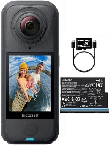 Insta360 X4 Air Standard Bundle with 128GB SD Card Lightweight 165g 8K 360 Camera, Invisible Selfie Stick Effect, Replaceable Lenses, Shoot First Frame Later, Wind Guard, FlowState Stabilization in Saudi Arabia