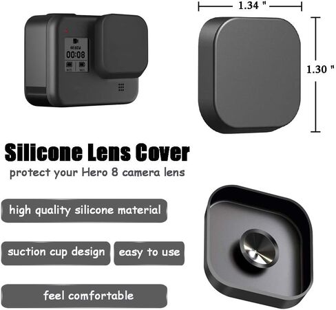 غطاء امتصاص عدسة السيليكون Hero8 وغطاء باب بطارية ABS مع منفذ شحن (2+1 عبوة) لكاميرا GoPro Hero 8 Black Action، ملحقات الغطاء الواقي Fire Rock HERO8 in Saudi Arabia