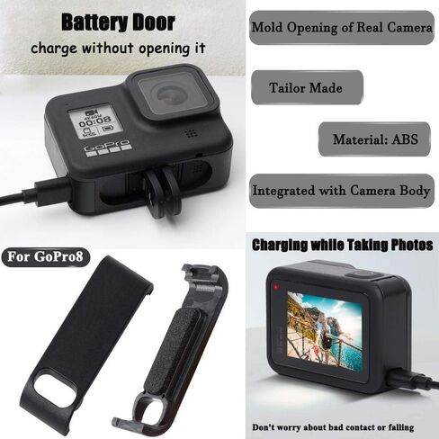 غطاء امتصاص عدسة السيليكون Hero8 وغطاء باب بطارية ABS مع منفذ شحن (2+1 عبوة) لكاميرا GoPro Hero 8 Black Action، ملحقات الغطاء الواقي Fire Rock HERO8 in Saudi Arabia