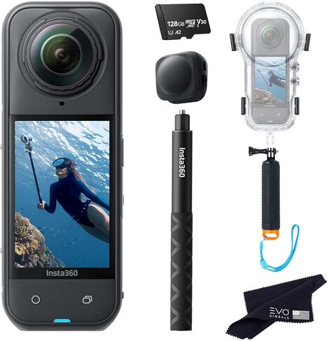 Insta360 X4 Air Dive Bundle | Lightest 8K 360 Action Camera for Epic Adventures, Replaceable Lenses, for Action, Vlogging| Bundle Includes Dive Case, Selfie Stick, Floating Grip, Lens Cap(256GB) in Saudi Arabia