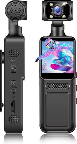 4K WiFi Action Camera with 180° Rotating Lens and LED Light, 40MP Ultra HD, 135° Wide Angle, APP Control Water Proof Handheld Camera for Outdoor Sports, 1000mAh Long Battery in Kuwait