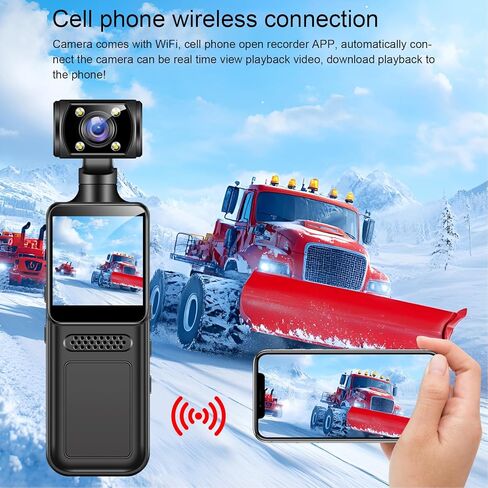 4K WiFi Action Camera with 180° Rotating Lens and LED Light, 40MP Ultra HD, 135° Wide Angle, APP Control Water Proof Handheld Camera for Outdoor Sports, 1000mAh Long Battery in Kuwait