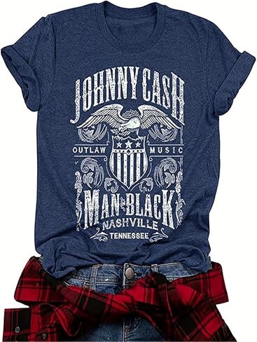 Women Crew Neck Vintage Graphic Tees Summer Short Sleeve Loose Country Music Party Retro Tee Tops in Saudi Arabia