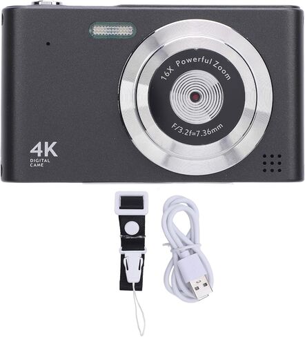 ASHATA 48MP 4K Digital Camera, Retro CCD Camera Digital SLR Camera for Photography, 16x Zoom, 2.4 Screen, Built in Flash, Autofocus, Vlogging Video Cameras for Travel (Black) in Saudi Arabia