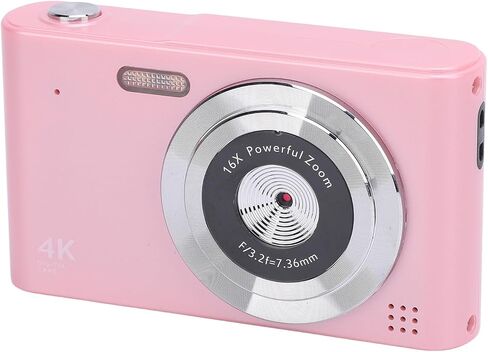 ASHATA 48MP 4K Digital Camera, Retro CCD Camera Digital SLR Camera for Photography, 16x Zoom, 2.4 Screen, Built in Flash, Autofocus, Vlogging Video Cameras for Travel (Pink) in Saudi Arabia