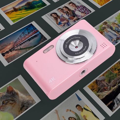 ASHATA 48MP 4K Digital Camera, Retro CCD Camera Digital SLR Camera for Photography, 16x Zoom, 2.4 Screen, Built in Flash, Autofocus, Vlogging Video Cameras for Travel (Pink) in Saudi Arabia
