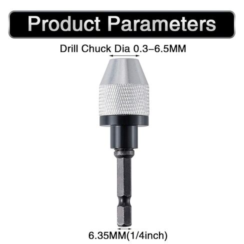 0.3-6.5mm Keyless Drill Chuck Conversion Tool Adapter, Mini 3-Jaw Drill Chuck Quick Change Converter Screwdriver Driver Adapter with 1/4'' Hex Shank for Micro-Production or Medical Industry in Saudi Arabia