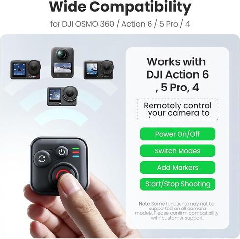 Remote Control for DJI OSM0 360 /Action 6/5 Pro /4 Camera Smart Remote Controller with Wrist Strap and Cable (Black,1 pcs) in Saudi Arabia