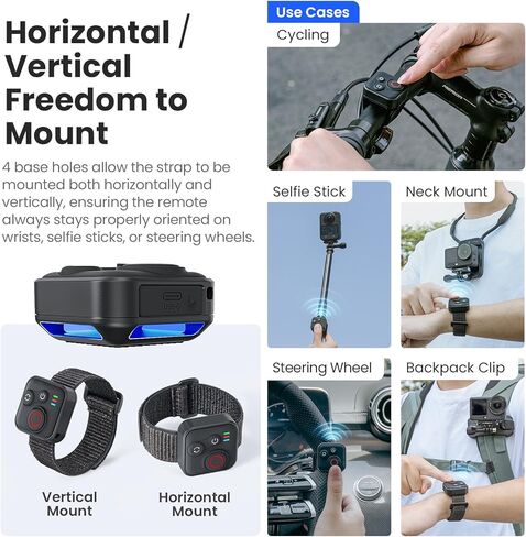 Remote Control for DJI OSM0 360 /Action 6/5 Pro /4 Camera Smart Remote Controller with Wrist Strap and Cable (Black,1 pcs) in Saudi Arabia