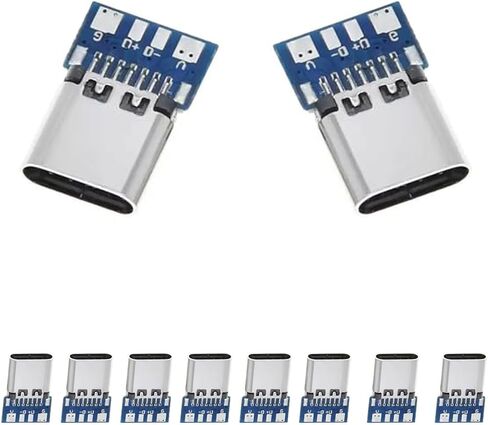 10PCS USB C Connector Set – 5 Male Plugs & 5 Female Sockets USB C Breakout Board for Soldering, High-Speed USB C Breakout Module in Kuwait