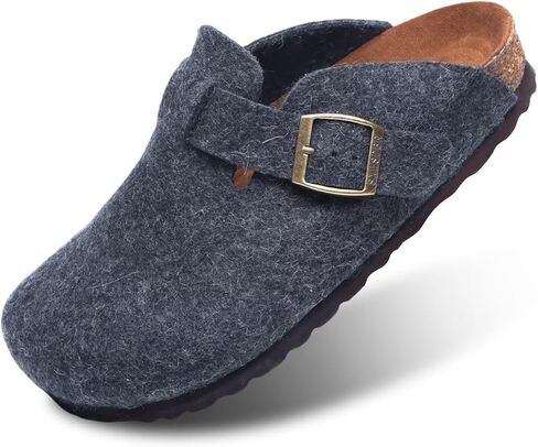 Unisex Wool Clogs with Arch Support, Adjustable Buckle Wool Mules, Comfortable Wood Sole Clogs in Saudi Arabia
