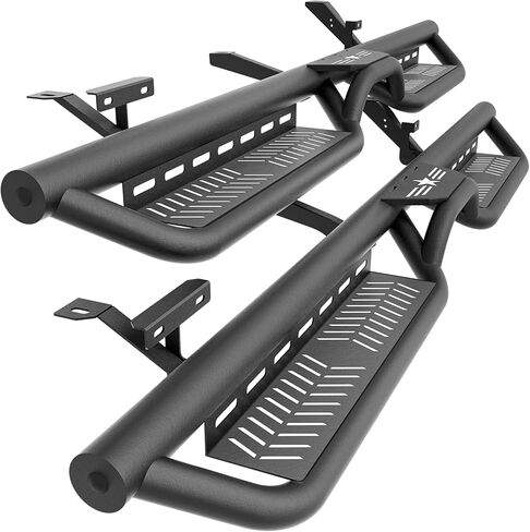 Three Raised Step Double Cab Running Boards Compatible with 2007-2018 Chevrolet Silverado & GMC Sierra 1500, 2007-2019 Chevy Silverado & GMC Sierra 2500 3500 HD Extended Cab Side Step Nerf Bar in Saudi Arabia
