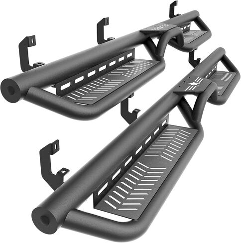 Three Raised Step Double Cab Running Boards Compatible with 2007-2018 Chevrolet Silverado & GMC Sierra 1500, 2007-2019 Chevy Silverado & GMC Sierra 2500 3500 HD Extended Cab Side Step Nerf Bar in Saudi Arabia
