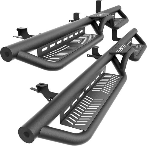 Three Raised Step Double Cab Running Boards Compatible with 2007-2018 Chevrolet Silverado & GMC Sierra 1500, 2007-2019 Chevy Silverado & GMC Sierra 2500 3500 HD Extended Cab Side Step Nerf Bar in Saudi Arabia