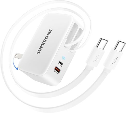 SuperOne 4 in 1 شاحن جدار قابل للسحب مع كابلات USB C المزدوجة ، USB C Charger Block 72W شحن سريع ، قابس جدار شاحن الهاتف القابل للسحب لـ iPhone 17/16/15/14/13/12 سلسلة ، iPad ، Samsung ، Pixel in Saudi Arabia