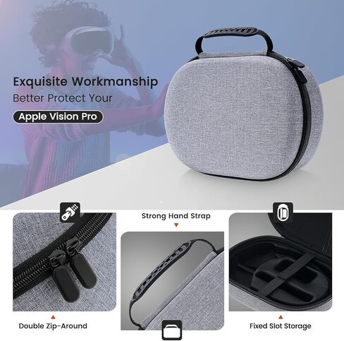 حقيبة حمل لجهاز Apple Vision Pro، حافظة Hard Vision Pro مقاومة للماء للسفر وحقيبة تخزين محمولة لسماعات Vision Pro VR وملحقاتها in Kuwait