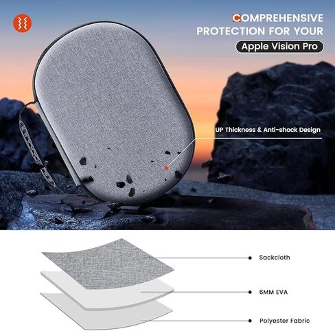 حقيبة حمل لجهاز Apple Vision Pro، حافظة Hard Vision Pro مقاومة للماء للسفر وحقيبة تخزين محمولة لسماعات Vision Pro VR وملحقاتها in Kuwait