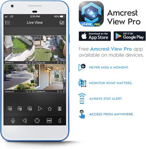 كاميرا Amcrest Turret POE المُجددة بدقة 5 ميجابكسل، كاميرا IP خارجية POE مع ميكروفون/صوت، كاميرات مراقبة أمنية 5 ميجابكسل، 132 درجة FOV، IP67، MicroSD (256 جيجابايت) أسود REP-IP5M-T1179EB-AI-V3 in Kuwait