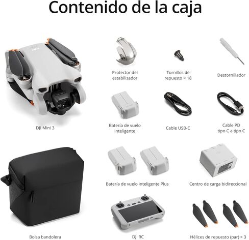 DJI Mini 3 Fly More Combo Plus (يتضمن DJI RC) - كاميرا صغيرة بدون طيار خفيفة الوزن قابلة للطي مع تصوير فيديو بدقة 4K HDR، ووقت طيران 51 دقيقة، والتقاط الصور الشخصية، والعديد من الوظائف الذكية in Kuwait