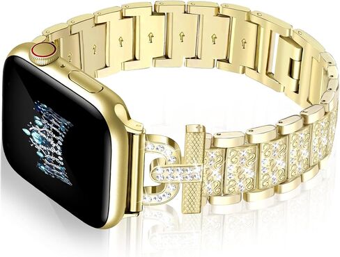 Jr.DM Beded Bracelet Band Women Women متوافق مع Apple Watch 38mm 40mm 41mm 42mm 44mm 45mm 46mm 46mm ، حزام بديل للمعادن القابل للتعديل ، أزياء أنيج معصم لـ Iwatch SE 10/9/8/7/5/5/4/3/2/1 in Kuwait