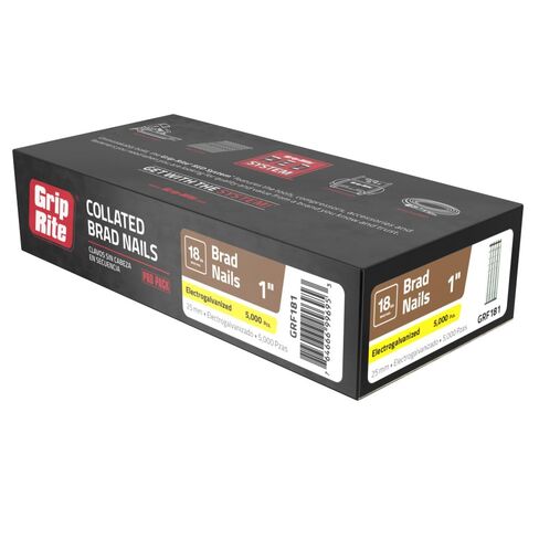 Grip-Rite Prime Guard GRF181 18-Gauge Galvanized Brad Nails 1-inch (5,000 per Pack), Steel, Flat, Others in Saudi Arabia
