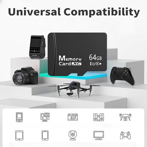 عبوتان من بطاقات الذاكرة MicroSDXC بسعة 64 جيجابايت مع محول SD وقارئ USB عالمي، تصنيف V30 U3، بطاقات تسجيل فيديو 4K لكاميرات الأمان والأجهزة اللوحية وكاميرات داش in Kuwait