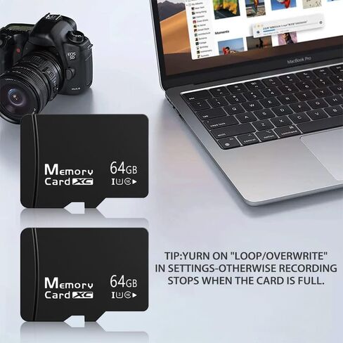عبوتان من بطاقات الذاكرة MicroSDXC بسعة 64 جيجابايت مع محول SD وقارئ USB عالمي، تصنيف V30 U3، بطاقات تسجيل فيديو 4K لكاميرات الأمان والأجهزة اللوحية وكاميرات داش in Kuwait