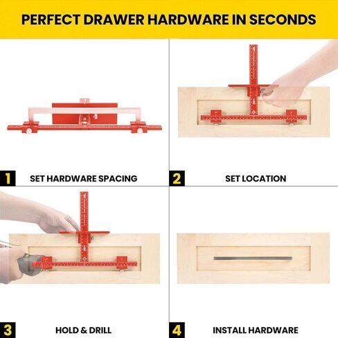 Big Horn 19607 Adjustable Cabinet Hardware Jig – Precision Drilling Guide for Cabinet Handles and Knobs – Adjustable Ruler with Drill Bushings – Install Pulls and Hardware on Doors and Drawers in Saudi Arabia