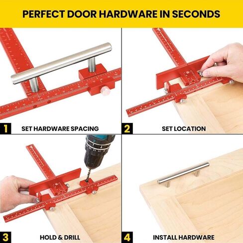 Big Horn 19607 Adjustable Cabinet Hardware Jig – Precision Drilling Guide for Cabinet Handles and Knobs – Adjustable Ruler with Drill Bushings – Install Pulls and Hardware on Doors and Drawers in Saudi Arabia