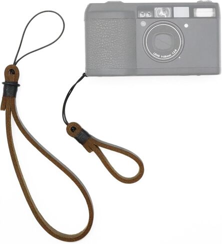 حزام كاميرا مصنوع يدويًا لـ Fujifilm X100VI، Ricoh GR III - مجموعة معصم من الجلد الطبيعي وحلقة إصبع (عبوتان) - حبل قصير مضاد للخدش - قبضة تصوير بسيطة in Kuwait
