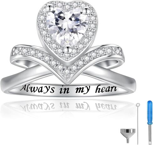 Sterling Silver Urn Ring for Ashes 925 Vintage Cremation Jewelry Ash Cubic Zirconia Butterfly Bereavement Keepsake Rings Memorial Gifts for Women in Kuwait