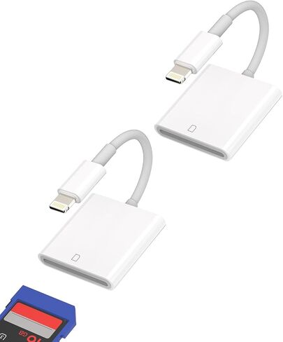 SD Card Reader for iPhone Camera Memory Dongle Lightning Adapter Accessories(2Pack) for Apple MFI Certified Photo Photography Viewer Adaptador for 14 13 12 11 Pro Max X Xs Xr 8 7 Plus Se for iPad Air in Saudi Arabia