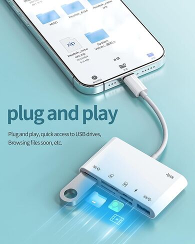 محول USB لايتنينج إلى قارئ بطاقات SD (6 في 1) محول كابل شحن OTG 3.0 لهاتف iPhone 14 Pro Max، لأجهزة iPad، والكاميرا الرقمية، وذاكرة Micro SD، وذاكرة TF، وملحقات عصا محرك فلاش الصور in Kuwait