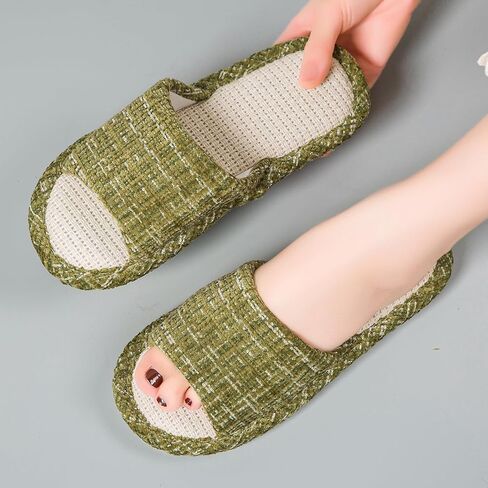 House Slippers Open Toe Linen Slides Bedroom Indoor Shoes Lightweight Non Slip Slippers Women Men Casual Comfort in Saudi Arabia