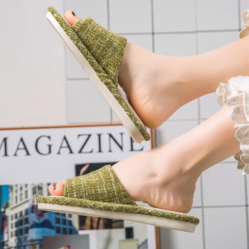 House Slippers Open Toe Linen Slides Bedroom Indoor Shoes Lightweight Non Slip Slippers Women Men Casual Comfort in Saudi Arabia