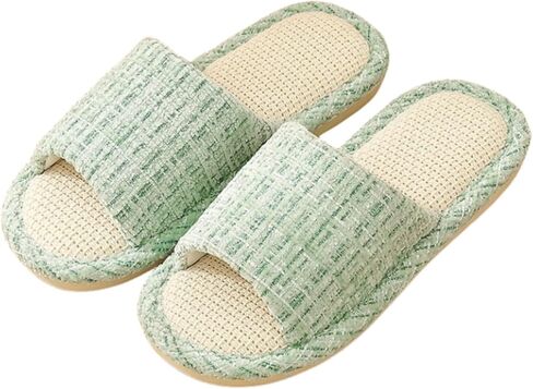 House Slippers Open Toe Linen Slides Bedroom Indoor Shoes Lightweight Non Slip Slippers Women Men Casual Comfort in Saudi Arabia