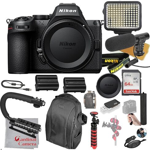 مجموعة فيديو فقط لكاميرا Nikon Z5 II بدون مرآة + مصباح فيديو LED + ميكروفون + ذاكرة فائقة السرعة سعة 64 جيجابايت (حزمة مكونة من 24 قطعة) in Kuwait