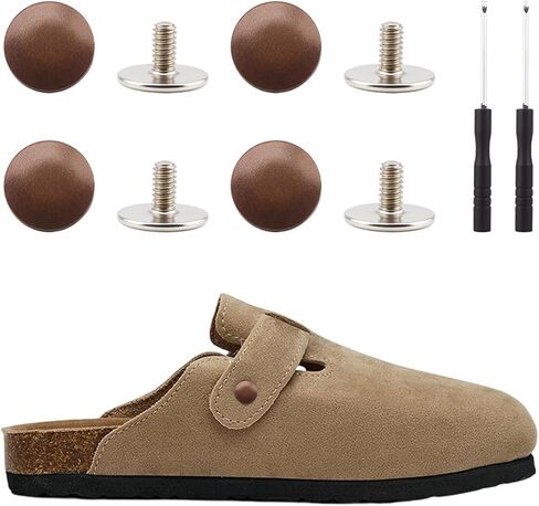 10 Pack Replace Rivets for Suede Cork Clog with 2 Screwdriver，Brown Rivets Replacement Compatible with Footbed Clogs Repair Parts, Women Men in Saudi Arabia