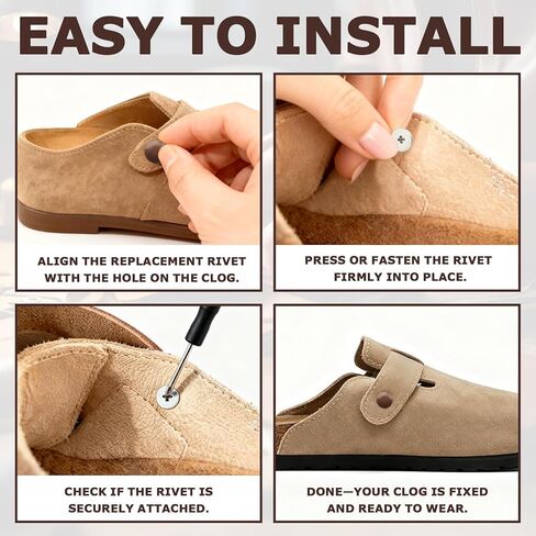 10 Pack Replace Rivets for Suede Cork Clog with 2 Screwdriver，Brown Rivets Replacement Compatible with Footbed Clogs Repair Parts, Women Men in Saudi Arabia