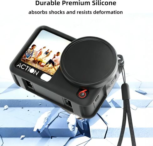 حافظة واقية من السيليكون لـ DJI Osmo Action 6، غطاء حماية من السيليكون مقاوم للغبار والخدش ومضاد للسقوط لـ DJI Osmo Action 6، تأتي مع حزام لليد، وغطاء لعدسة الكاميرا in Saudi Arabia