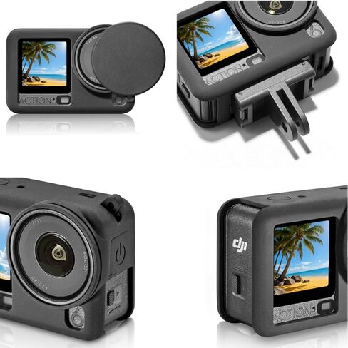 حافظة واقية من السيليكون لـ DJI Osmo Action 6، غطاء حماية من السيليكون مقاوم للغبار والخدش ومضاد للسقوط لـ DJI Osmo Action 6، تأتي مع حزام لليد، وغطاء لعدسة الكاميرا in Saudi Arabia