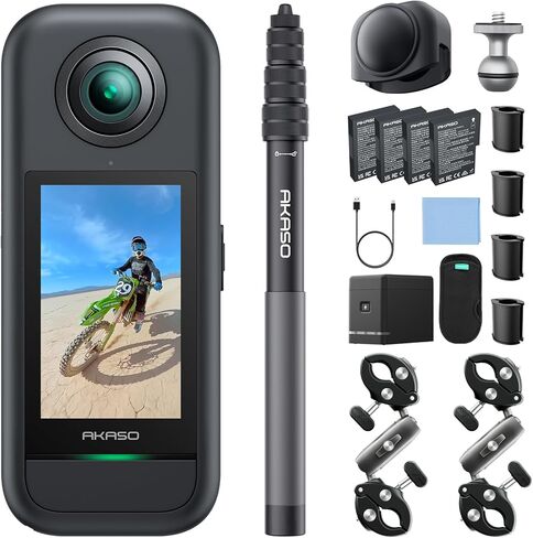 AKASO 360 Camera Motorcycle Combo with 2 Batteries and a Charger Bundle in Saudi Arabia
